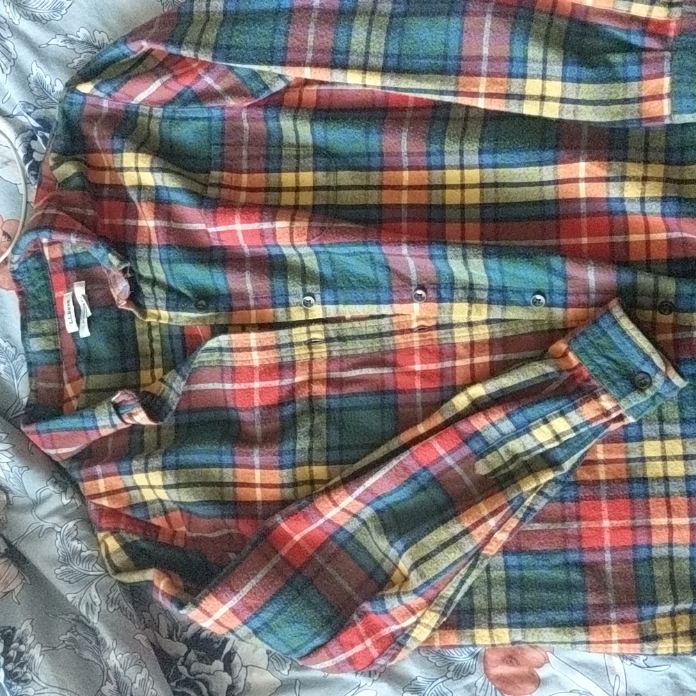 L.L Bean Rainbow Plaid Flannel Button-up Shirt